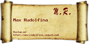 Max Rudolfina névjegykártya